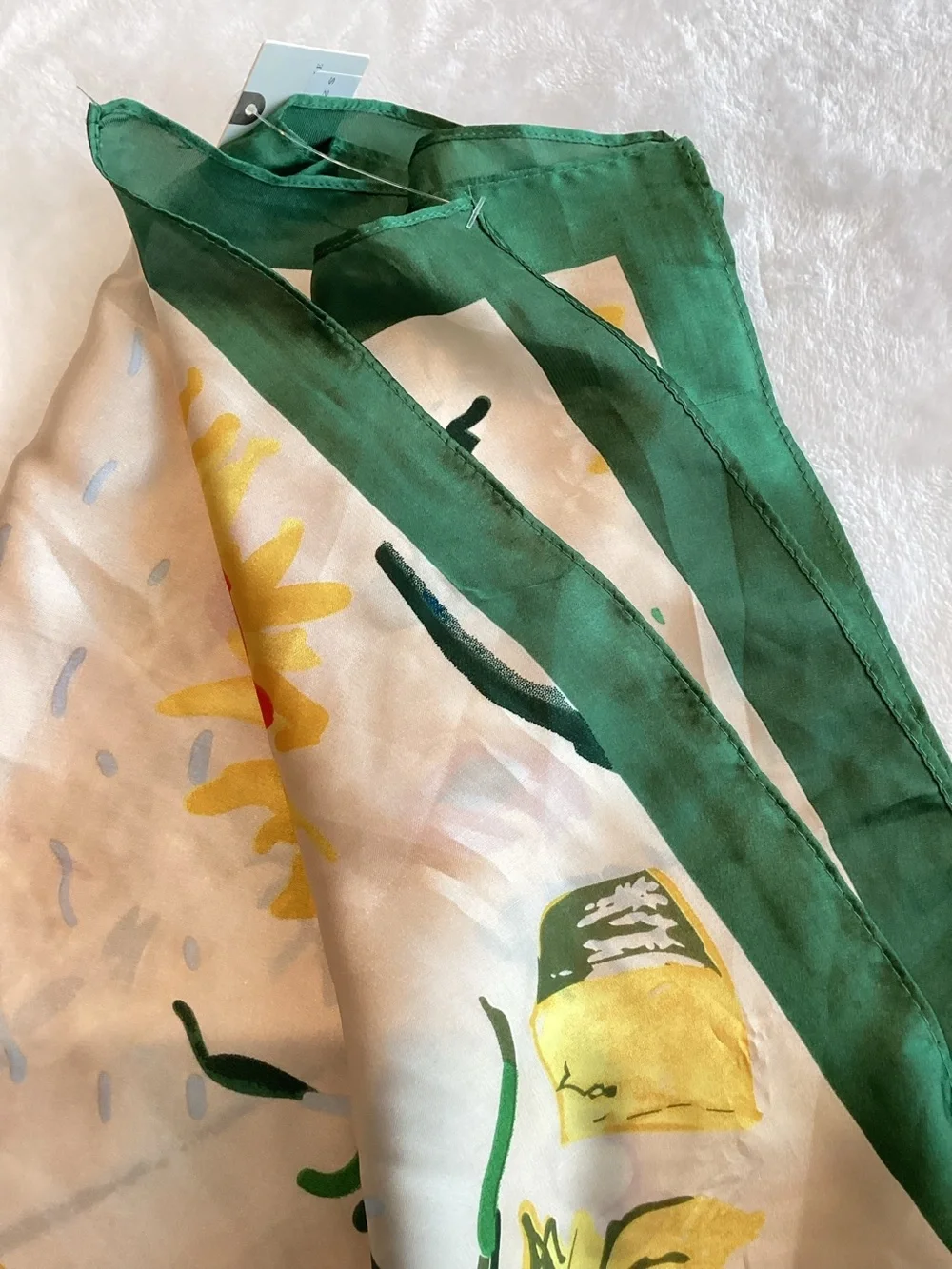Anthropologie Printed Scarf Hair Head Bag Summer Fruit New Sunflower Yellow